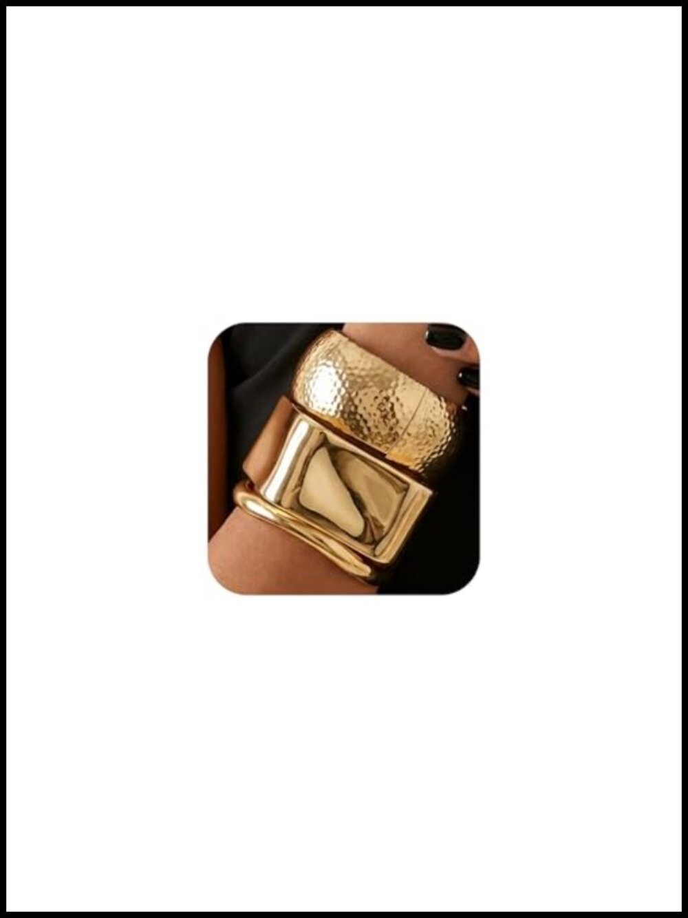 Chunky Gold Bangle Bracelets Set for Women Stackable 14K Gold Plated Cuff